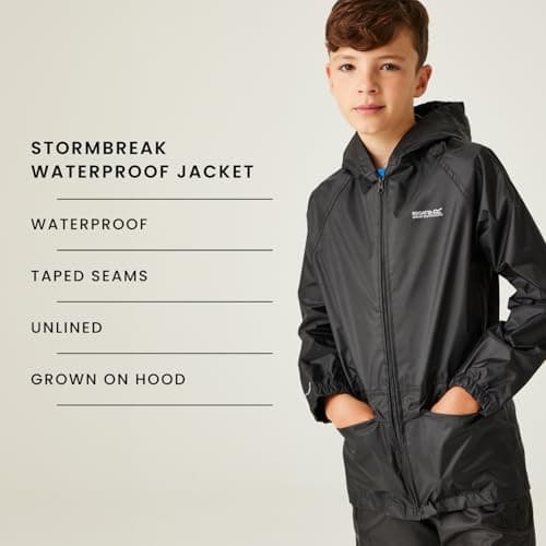 Regatta Kids' Stormbreak Waterproof Jacket Wind Resistant Hooded Outdoor Coat — view 6