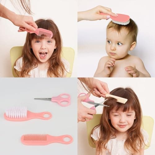 Baby Healthcare and Grooming Kit, 20 in 1 Portable Baby Safety Care Set with Hair Brush Comb Nasal Aspirator Electric Nail Trimmer Set Baby Essentials kit for Newborn Boys Girls (Pink) — view 5