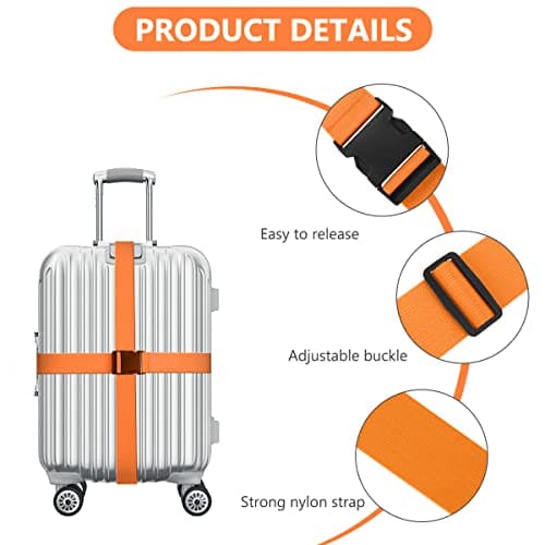 flintronic Luggage Straps, 4 Pack Suitcase Straps with Luggage Tags, Adjustable Bag Straps with Quick Release Buckle, Non-Slip Security Belts Travel Accessories for All Suitcase Baggage(Multi-color) — view 3