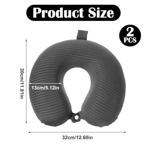 Ouligay 2 PCS U Shaped Neck Pillow Cover Ice Silk Travel Pillow with Zipper Replacement Airplane Pillow Cover Washable Soft Travel Pillow Case Coverwith Double Snap Dark Gray — view 2