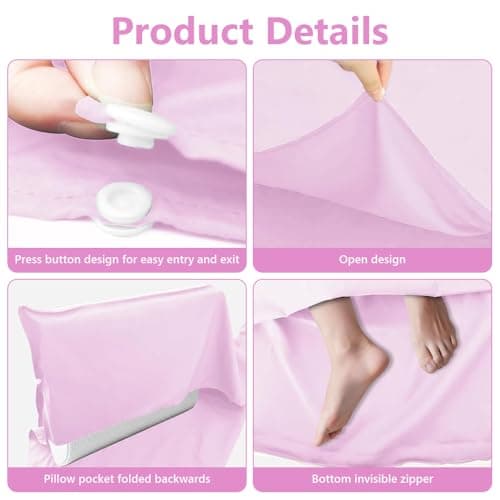 Jonuin Sleeping Bag Liner, 210 x 115 cm Sleeping Bag Liners, Lightweight, Soft & Portable Travel Sheet for Adults, Unisex Sleeping Bag Liner for Backpacking, Camping, Hotels, and Summer Trips (Pink) — view 4