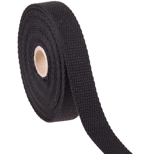 Shelver Heavy Duty Cotton Webbing Strap, 1 or 1.5 Inches and Colours, 5m (Black, 25mm)