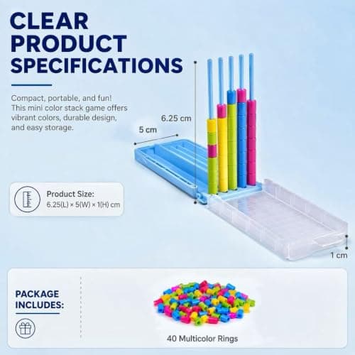 Mini Color Stack Challenge Game, Colour Match Logic Game with 40 Rings — view 6