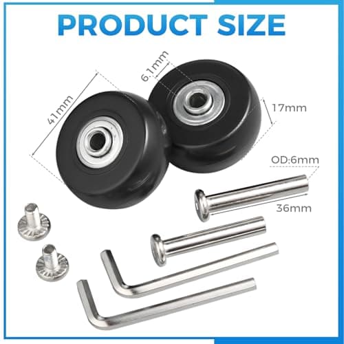 Mtsooning 2PCS Suitcase Wheels Replacement Kit,41x18mm Luggage Wheels — view 2