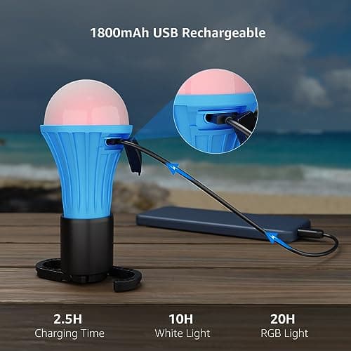 Lepro Rechargeable Camping Lights, Tent Lights with 7 White & RGB Modes — view 3