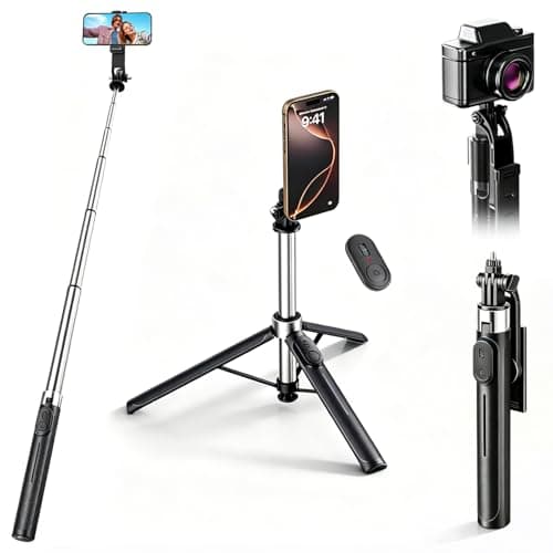 TIGERRDU Selfie Stick,Phone Tripod, 4 in 1 Selfie Stick Tripod, Extendable and Portable with Detachable Wireless Remote & Stable Stand, Compatible with iPhone/Galaxy/Huawei etc. (130cm Stable version)