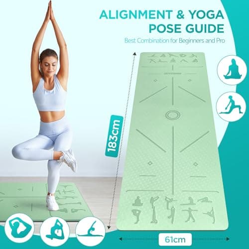 OUTDOUSE TPE Yoga Mats for Women,Mit Green&Black 183x61x0.6cm — view 2