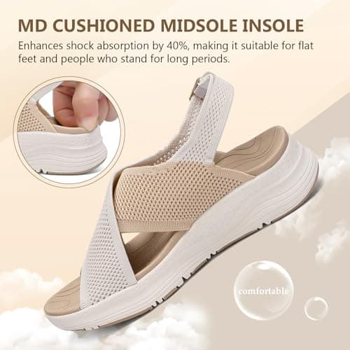 Hanani Womens Orthopedic Sandals Adjustable Strap Sandals Arch Support Ladies Summer Wedge Slingback Sliders Platform Walking Shoes Washable Slide Sport Girls Casual Thick Bottom Beach Shoes — view 4
