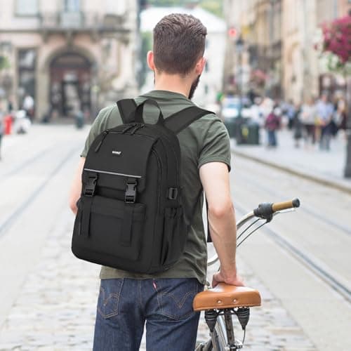 Kono Backpack Men, Backpack Portable Travel Backpack Waterproof with Adjustable Buckle and Multiple Pockets for Travel Weekender Sport(Black) — view 6