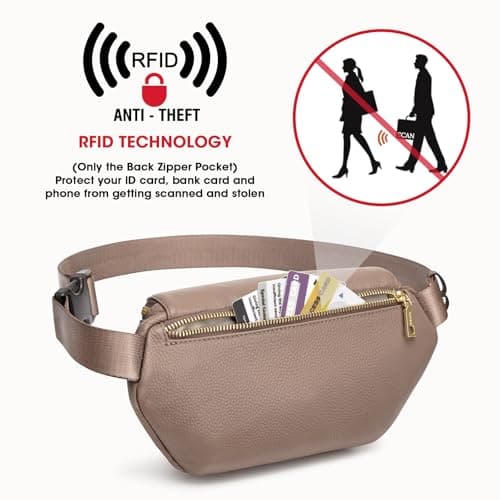 Kattee Leather Bum Bags Women,Small Antitheft Fanny Pack with RFID Blocking — view 3