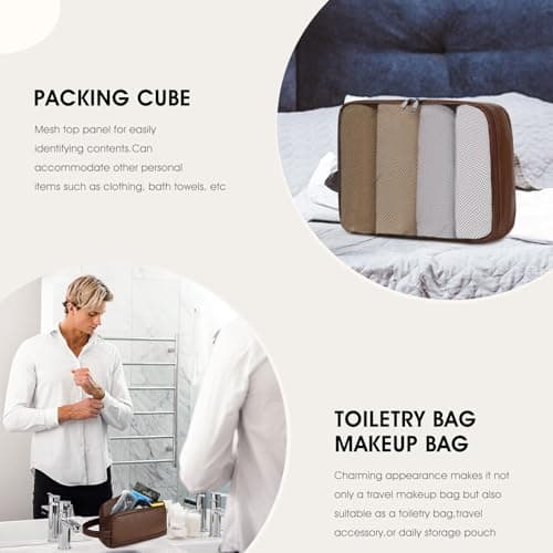 3PCS Faux Leather Weekender Bag for Women Men Travel Bag Overnight Bags — view 2