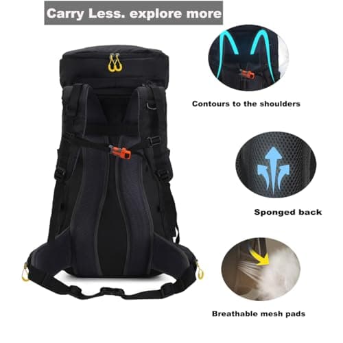 Hnayett 60L Hiking Backpack Waterproof Rucksack Large Camping Bag with Rain Cover for Men Women Lightweight Back Pack for Trekking Walking Cycling Climbing Travelling Outdoor Sports — view 5