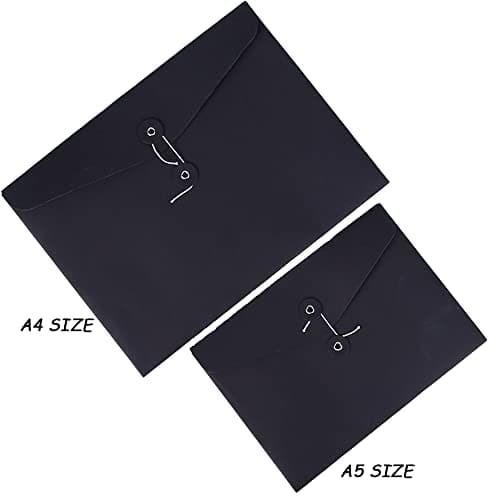 10pcs A5 Kraft Paper Envelopes Portfolio Foolscap File Folders Document Folder with String Fastener Closure Wallet Pockets File Bags Storage Pouch Paperwork Organizer Bag for Office School Home — view 3