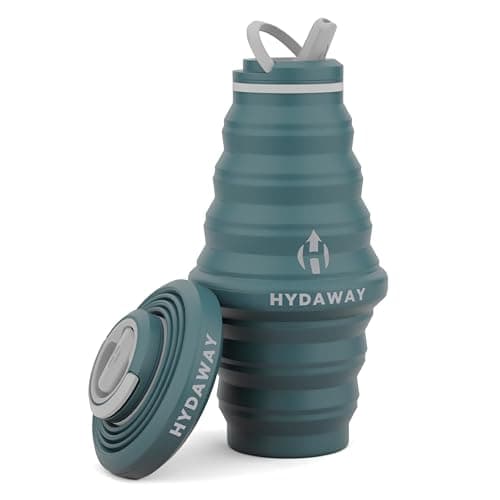 HYDAWAY Collapsible Water Bottle - 25oz I Reusable Water Bottle with Flip Top Lid for Travel, Hiking, Backpacking I Portable & Leakproof, Food-Grade Silicone, BPA Free, Collapses to 1.5”