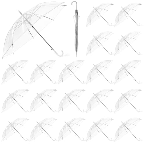 Hestya 20 Pack 37.4 Inch Clear Umbrellas for Wedding Semi-automatic Handle