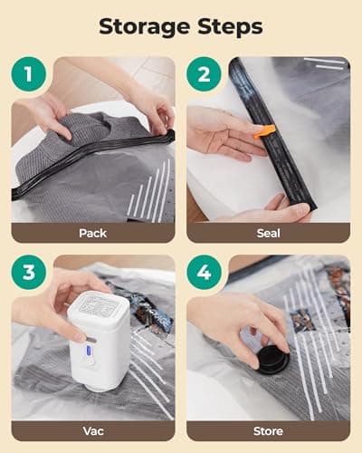 BAGSMART Travel Vacuum Bags for Suitcase & Home, 12 Pack with Wireless Pump — view 6