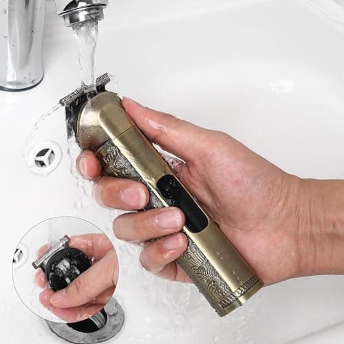 Hatteker Beard Trimmer Kit Professional Hair Clipper Zero Gapped T-Blade Electric Razor Shaver for Nose Ear Body Face Mustache Trimmer for Men Cordless Grooming Kit Waterproof 8 in 1 — view 6