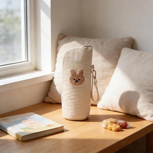 Bottle Carrier Bag with Handle - Portable Insulated Bottle Holder for Breastmilk - Bottle Storage Pocket - for Travel, Holiday, Road Trips, Outings, M, Cream colour, Se référer au descriptif — view 3