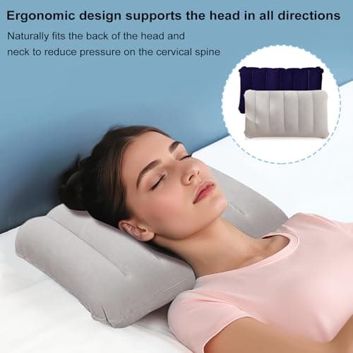 2 Pcs Inflatable Camping Pillow, Soft Flocked Blow Up Pillow for Travel — view 5
