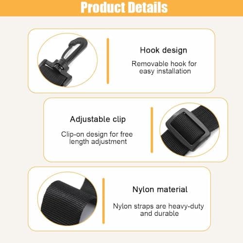 AZWOOD Crossbody Shoulder Bag Strap, 90cm Adjustable Bag Straps Replacement 2Pcs Black Wide Belt with Quick Release Buckle Clip Handbag Universal DIY Accessories for Duffel Laptop Bags Briefcase — view 3