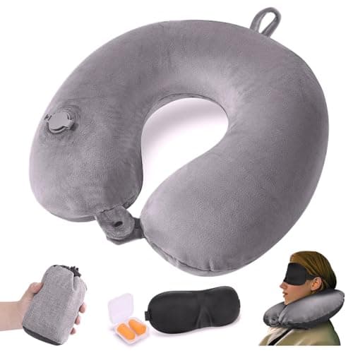 JetsCush Inflatable Neck Pillow, Compact Airplane Travel Pillow for Adults