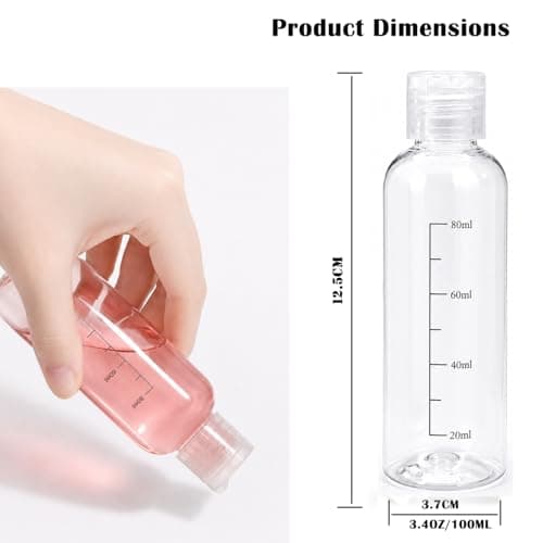 Clear Toiletry Bag with Travel Bottles Set 100ml & Spray bottle 10ml TSA Approved Travel Makeup Cosmetic Bag for Women Men Clear Toiletries Containers with Clear Airport Bag Case,Refillable Bottle — view 3