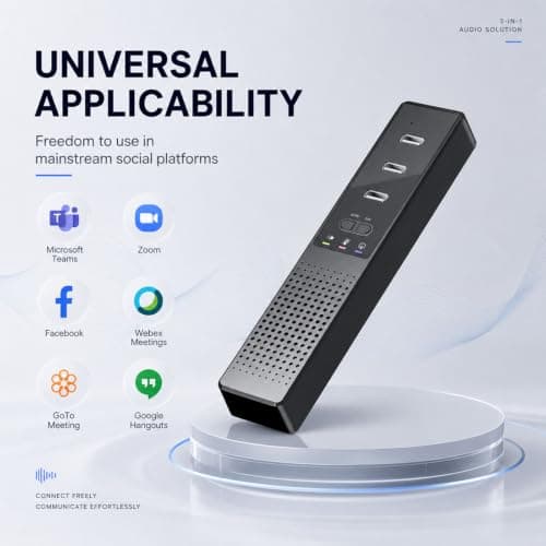 lorvannis 3 in 1 USB Computer Speaker with Microphone, PC Laptop Desktop Conference Speakerphone with Mic for Smart Home Office and Online Study，360 Degree Enhanced — view 4