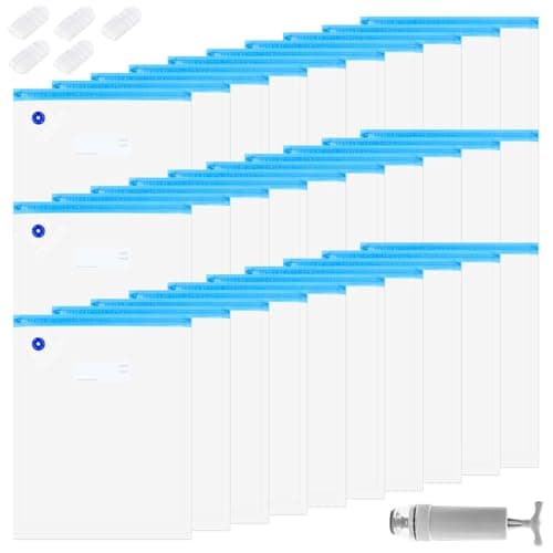 30 Reusable Filament Storage,30×34cm Filament Vacuum Bags with Hand Pump and Sealing Clip,Vacuum Storage Bags,Vacuum Seal Bags for Lunch Sandwich Snacks Fruit Bag Food Storage,Meal Prep and Sous Vide