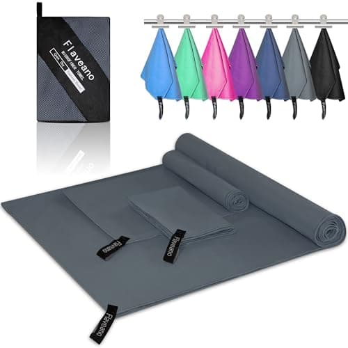 Flaveano Microfibre Towel, Travel Towel Set of 3 Quick Drying
