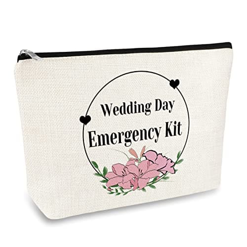 Wedding Day Emergency Kit Makeup Bag for Bridal Bridesmaid Bridal Shower Gift Bridal Party Gift Cosmetic Bag Bride to Be Gift Maid of Honor Gifts Wedding Party Gifts Travel Cosmetic Pouch