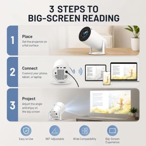 BookCast Smart Projector, Mini Projector for Bedroom Ceiling — view 5