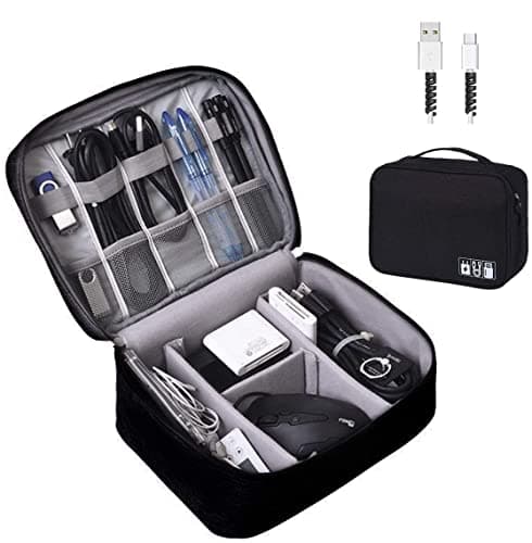 OrgaWise Travel Cable Organiser Bag, 2-Layer Tech Case, Black