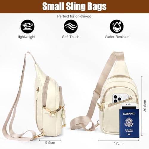 HOTUT Crossbody Bag for Women,Anti Theft Small Phone Shoulder Bag,Sling Belt Bag,with Anti-Theft Zipper Clips,Adjustable Strap,with Multiple Pockets,for Ladies Travel Shopping(Off-white) — view 2
