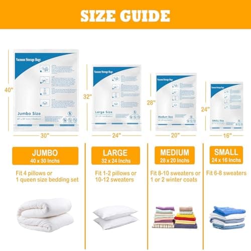 Vacuum Storage Bags 8 Large, Space Saver Sealer Bags, Airtight Compression Bags for Clothes, Pillows, Comforters, Blankets, Bedding(NO PUMP) — view 3