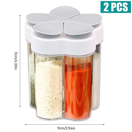 JJYHEHOT 2 PCS Travel Spice Containers, 5 in 1 Camping Seasoning Jars, Clear Plastic Condiment Bottle for Camper, Hiking, BBQ, Picnic — view 2