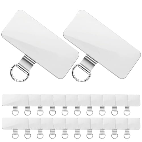 Bremorou 20 Pack Phone Tether Tags For Lanyard & Strap, Metal Lanyard Patch & Strap Adapter Heavy Duty Stainless Steel Waterproof, Universal Cellphone Lanyard Tether Patches Sliver