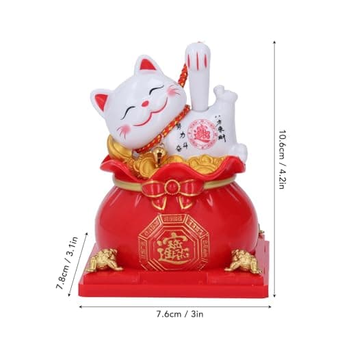 Phefop Solar Powered Lucky Cat Waving Arm (Red) — view 2