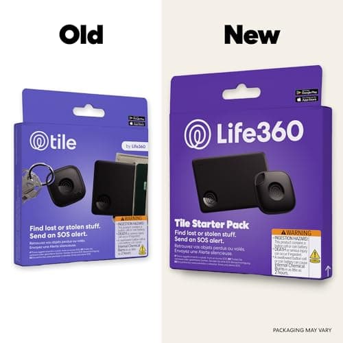 Life360 Tile Starter Pack - Bluetooth Trackers and Item Finders for Keys, Wallets & More. Both iOS and Android Compatible. Phone Finder. 2-Pack (Black Tile/Slim) — view 2