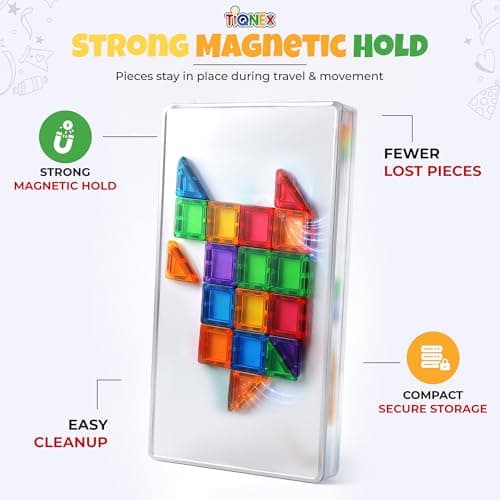 TIQNEX Magnetic Tiles Travel Set 60 Pieces with Metal Carry Case — view 2