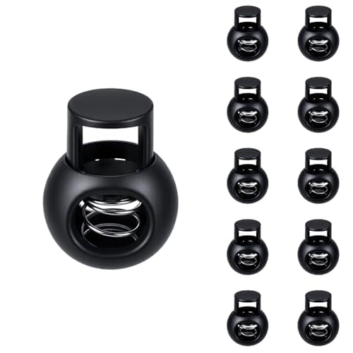 Apausvcm 12 Pcs Shoe Lace Tie Locks, Single Hole Cord Locks Plastic Spring Toggle Stoppers for Drawstrings Shoelaces Clothing Bags Sweatpants Hats
