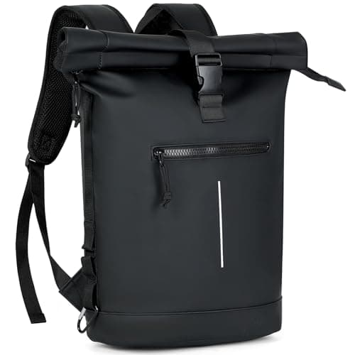 Lekeinchi 17-Inch Waterproof Laptop Backpack for Men and Women - Roll Top Design for School, Travel, Business, Work, and Camping(Black)