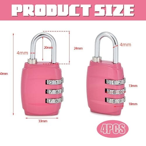4 Pcs Luggage Locks, Small Padlocks for Suitcase, Travel Security Locks — view 2