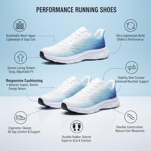 RTOUNT Mens Trainers Men Breathable Casual Walking Shoes for Gym Travel — view 5