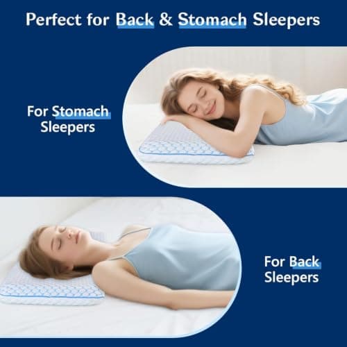 Iwacool Ultra Thin Cooling Memory Foam Pillow for Stomach and Back Sleepers/Low Profile Flat 2.25inch Stomach Sleeper Pillows with Soft Cover Washable for Sleeping — view 2