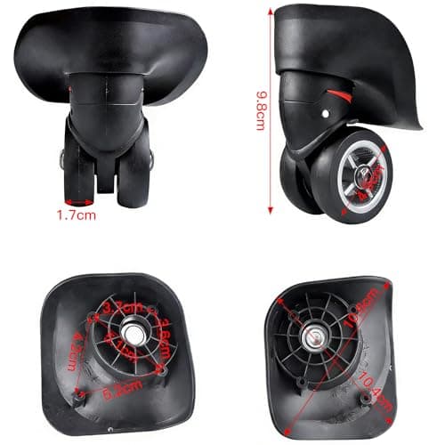 LHKJ 2 pcs Luggage Suitcase Wheel Black Replacement Axles 49mm + Screw Repair Kit — view 3