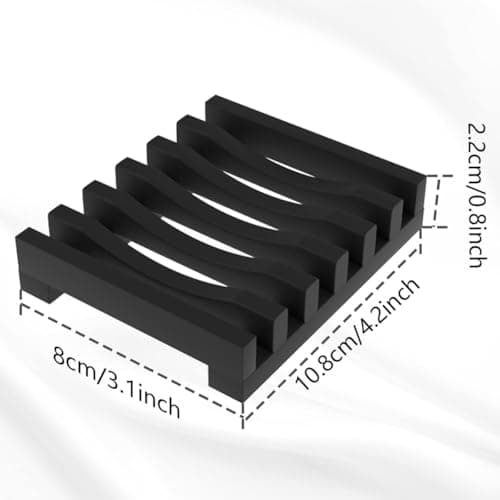 ZHjuju Soap Dishes,2 Pcs Soap Dish with Drain Spout Silicone Rubber Drainer Dishes Soap Holder Soap Tray Soap Case Holder for Kitchen Shower Room Bathroom,Black — view 2