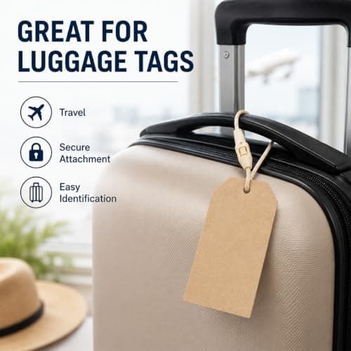 Thick Cotton Hang Tag String with Secure Snap Lock, 300 Pcs Beige Clothes Label Fastener Loops, 20cm Premium Anti Tamper Price Tagging Cord for Luxury Garment Retail, Fashion Boutiques — view 6