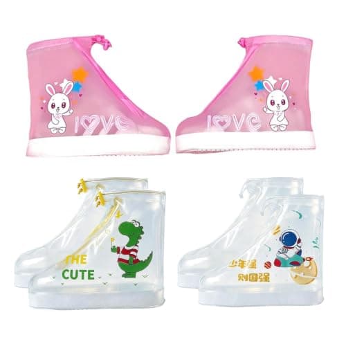 Waterproof Shoe Covers For Kids - Clear Reusable Non-Slip Boot Protectors |