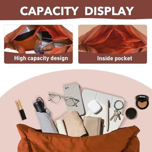 LOCCY Crescent Bag for Women Nylon Crescent Bag Dumpling Bags Nylon Crossbody Bags Women with Adjustable Strap Portable Crescent Purse for Daily Use (orange) — view 5