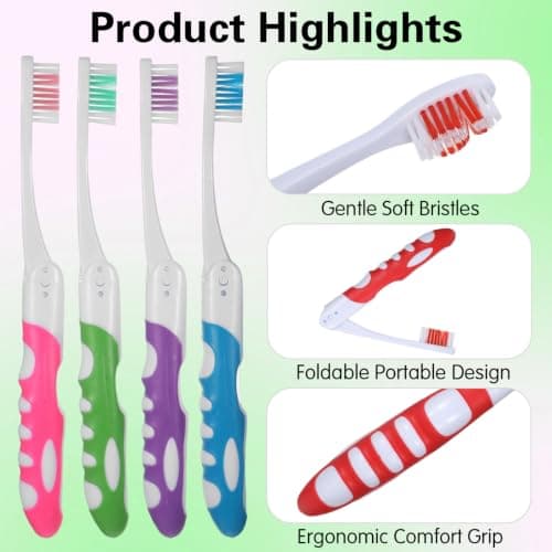 YUXIANLB 6 Pcs Portable Travel Toothbrush Set, Folding Toothbrush — view 3
